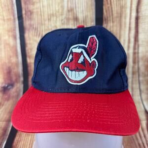 Vintage Cleveland Indians Hat Blue Red Chief Wahoo Logo 7 Snapback 1996 Champion